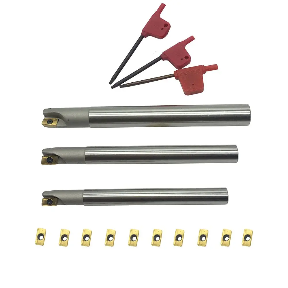 

3pcs 90 Degree BAP300R End Mill Holders Indexable inserts Tool holder with 10pc APMT1135PDER Milling Inserts for Machining Steel