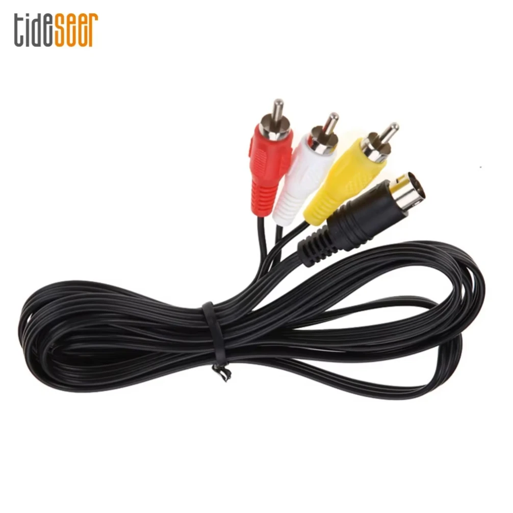 50pcs 1.8m AV Cable 9Pin Nickel Plated Audio Video 3RCA Cord Wire Replacement for Sega Genesis 2/3