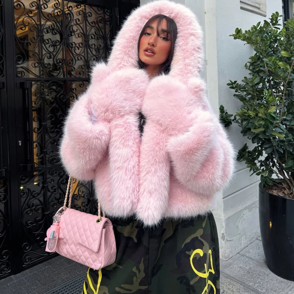 

Tuularose Winter Women's Fur Coat Fashion Loose Thickened Warm Solid Fur Patchwork Jacket Casual Chic Commuting Female Outwear