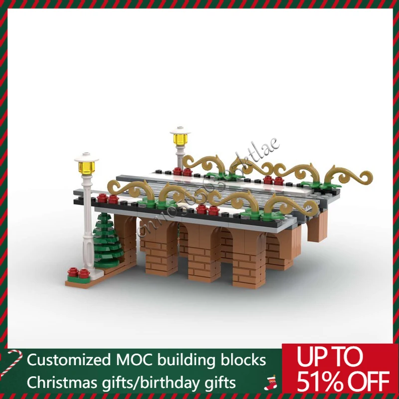 

175 Parts MOC Christmas Series Railway Viaduct Building Block Bricks Creative Assembly Educational Toys Surprise Festival Gifts