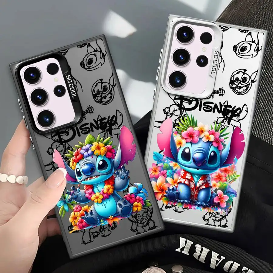 Shockproof Case for Samsung Galaxy S24 S23 S22 S25 Ultra S20 FE S21 Plus Note 20 Shell Phone Cover Disney Stitch Beach Tourism