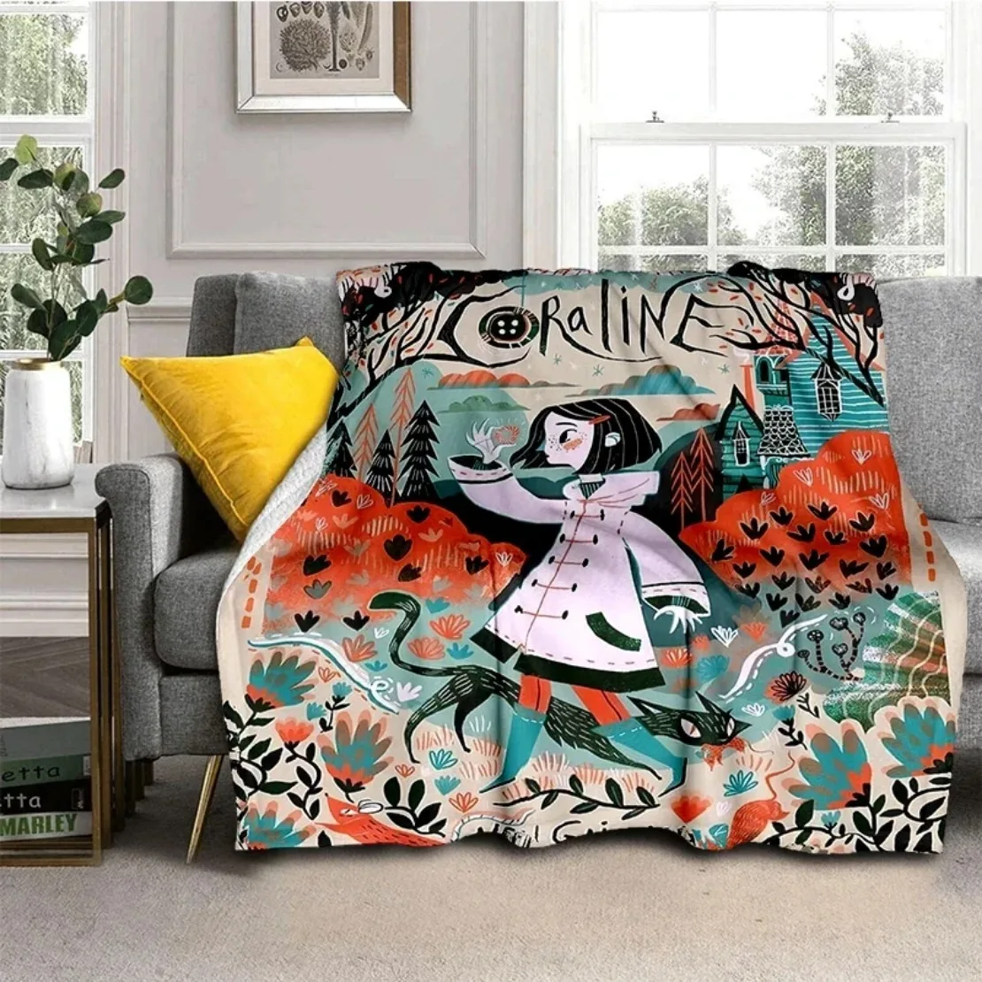 Animated Movie Coraline Blanket,Coraline y la puerta secreta Fleece Blanket King Size Fluffy Soft Blankets Throw Home Interior