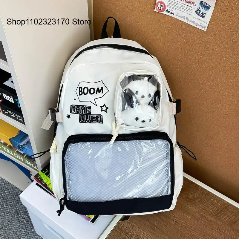 Girls Shoulder Pain Bag Large Capacity Student Schoolbag with Pain Layer Two-Dimensional Backpack
