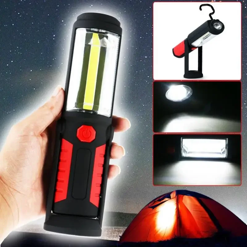 Mini Flashlight Torch LED Work Light Inspection Lamp COB Garage Magnetic Maintenance Light for Camping Tent Lantern Hook