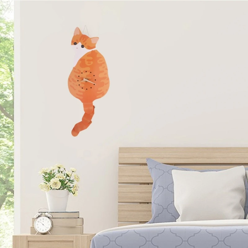 for Creative Wall Clock Naughty for Cat Wag Tail Clocks Quiet Swinging Clock for Home Bedroom Living Room Kid Room Drop shipping