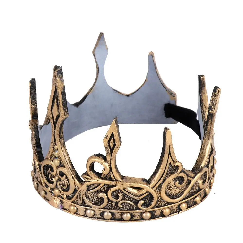 Exquisite King Crown Zircon Medieval Style Metal Prince Tiara Hair Hoop Headband Halloween Costume Accessories Hair Jewelry