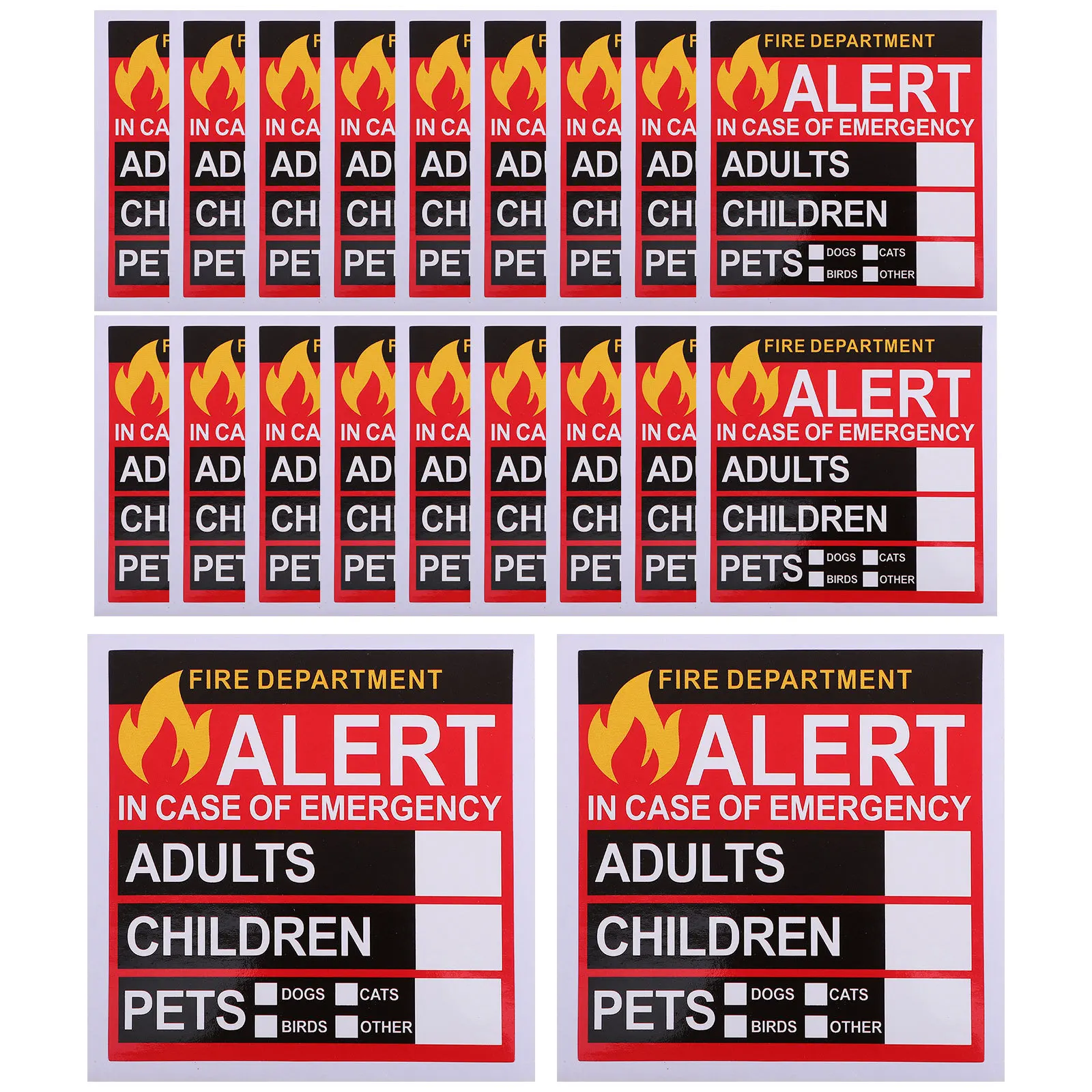 20 Sheets Emergency Alert People Finder Stickers Decal Safety Sticker Window Door Emergency Fire
