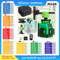 HILDA Laser Level Mini 12 Lines 3D Self-Leveling 360 Horizontal And Vertical Cross Super Powerful Green Portable Laser Beam Line