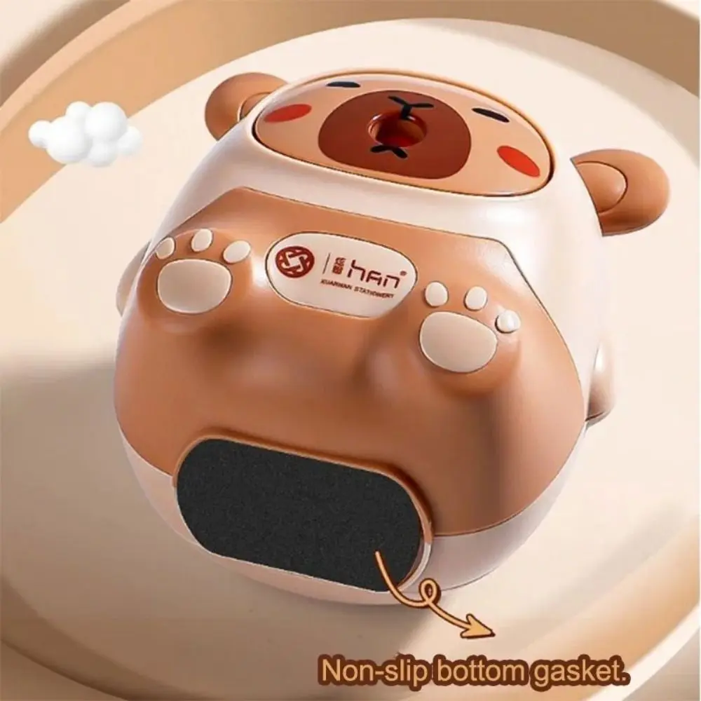 Hand Crank Capybara Pencil Sharpener Cartoon Automatically Enters Pencil Sharpening Machine Labor-Saving Dust Compartment