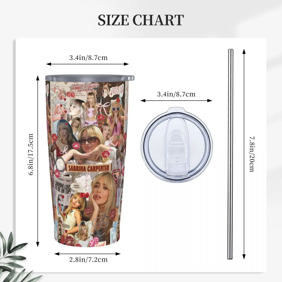 S-Sabrina Carpenter Album Singer Stainless Steel Tumbler Vacuum Insulated Mug Thermal Cold Bottle Straws With Lid 20oz