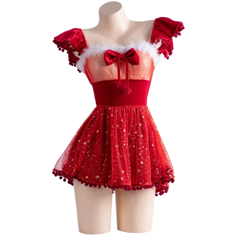 

Women Santa Claus Christmas Dress Stars Twinkle Anime Cosplay Costume Xmas Party Uniform