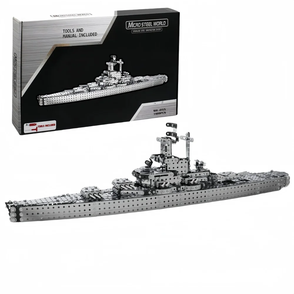 

Children Building Blocks Metal Toys Boys High Difficulty Screw Nut 3D Assembly Model Fighter and Warship steam Education