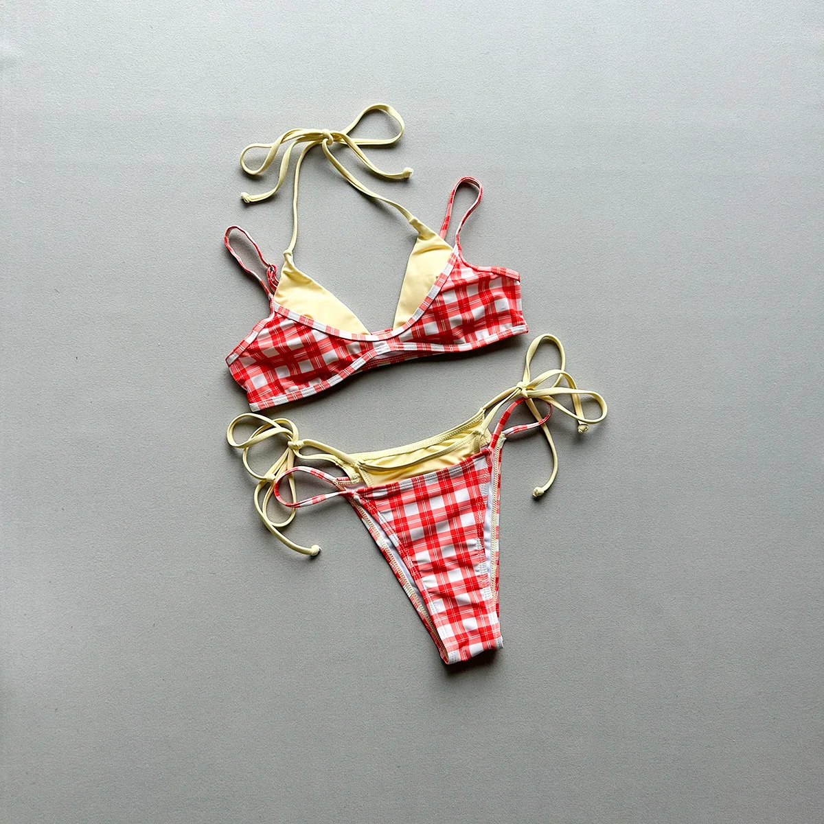 sexy polka dot print bikinis sets two pieces patchwork halter tie thong swimsuits bathing suit swimwear biquini tankini trikini