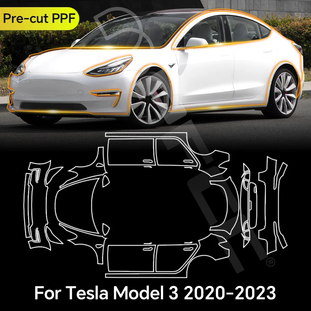 

9Mil TPU Paint Protection Film For Tesla Model 3 2020-2023 Car Body Anti-Scratch Clear Bra Pre-cut PPF Resistant Invisible Cover