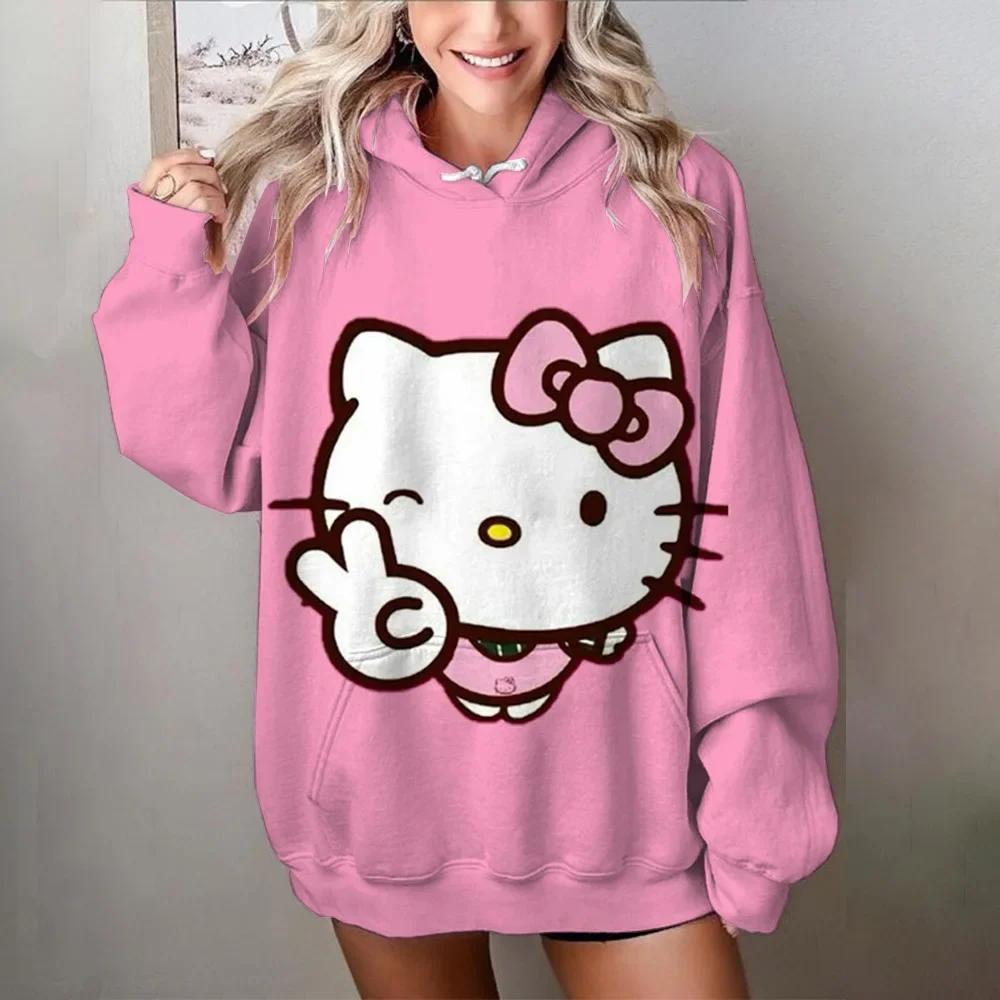 Autumn Women's Fashion sweatshirt hoodie Comfortable Casual long sleeved pullover Hello Kitty Fashion Unique pullover top
