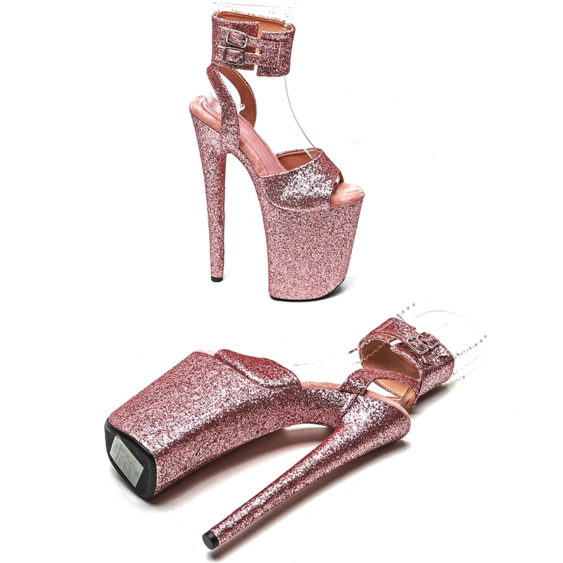 Leecabe 23CM/9inches Glitter upper fashion trend exotic sexy romantic Platform Sexy  High Heels Sandals Pole Dance shoes