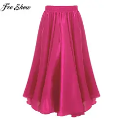 Teen Girls Chiffon 360 Degree Big Maxi Skirt Spanish Paso Doble Bullfight Dance Skirts Ballroom Flamenco Latin Tango Dancewear