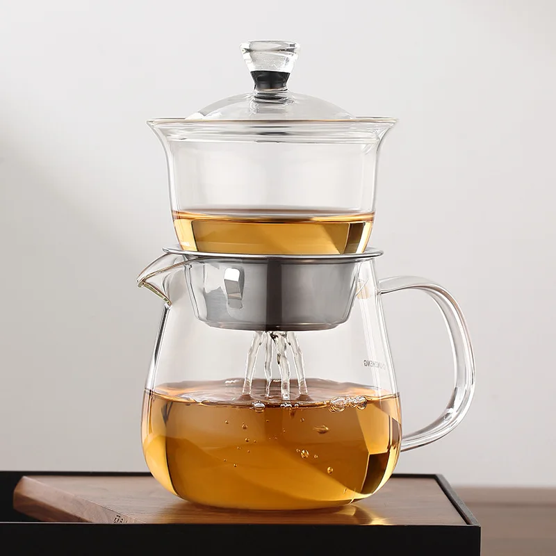 

Glass Teapot Set Semi-automatic Drip with Infuser Teapot Kung Fu Tea Set Household Tea Boiler Tea and Water Separation