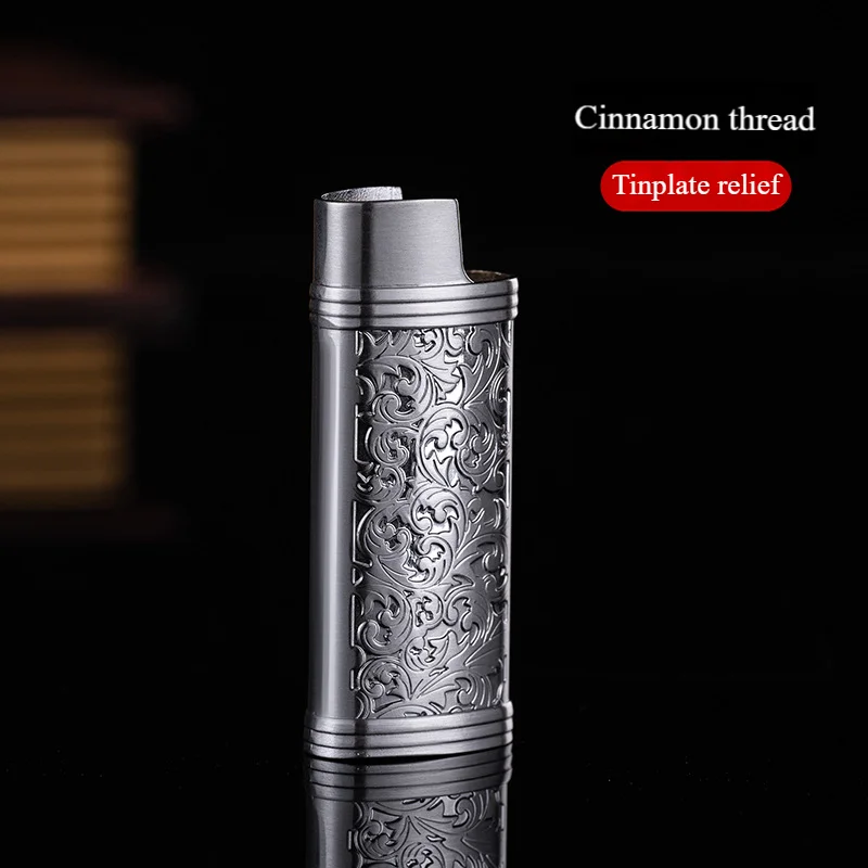 Suitable for Small BIC J5 J25 Mini Vintage Carved Lighter Case Zinc Alloy Elegant Pattern