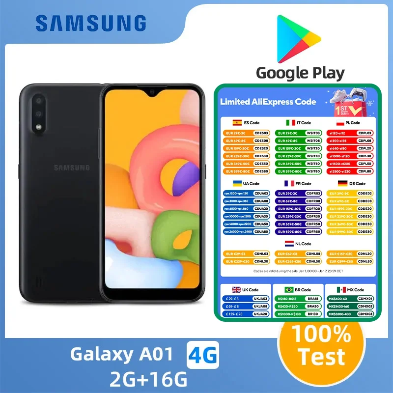 Samsung A01 4g SmartPhone Android 5.7inch LCD Screen 3000mAh 13MP+5MP Camera Unlocked  Used Phone