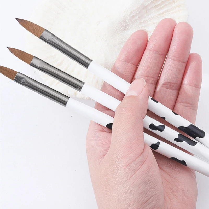 3 Sizes Nail Art Brush For Acrylic Liquid Powder Sculpture Carving Flower Pen Manicure 3D Drawing UV Gel Painting Tools