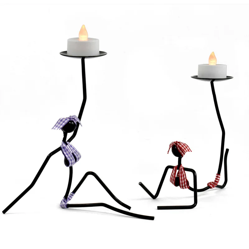 Bikini Girl Black Metal Candle Holders Yoga Woman Candlestick Decorative Table Candle Stand for Events,Parties,Christmas