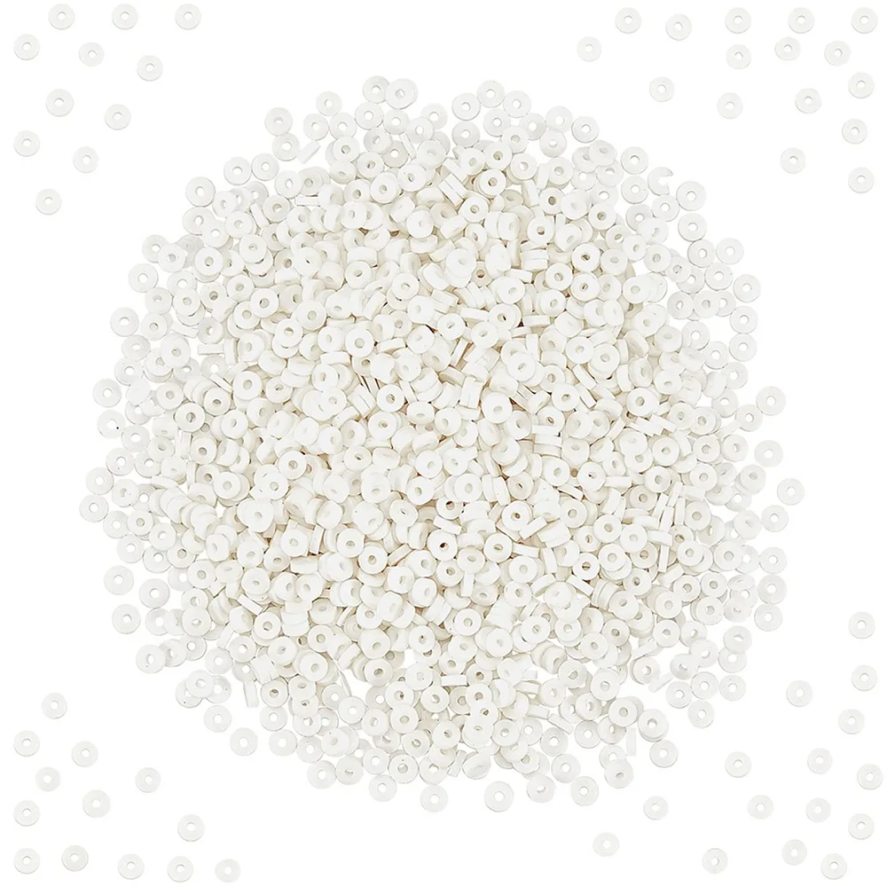 3000pcs Heishi Vinyl Beads 3mm White Polymer Clay Handmade Spacer Vinyl Disc for Hawaiian Jewelry Making