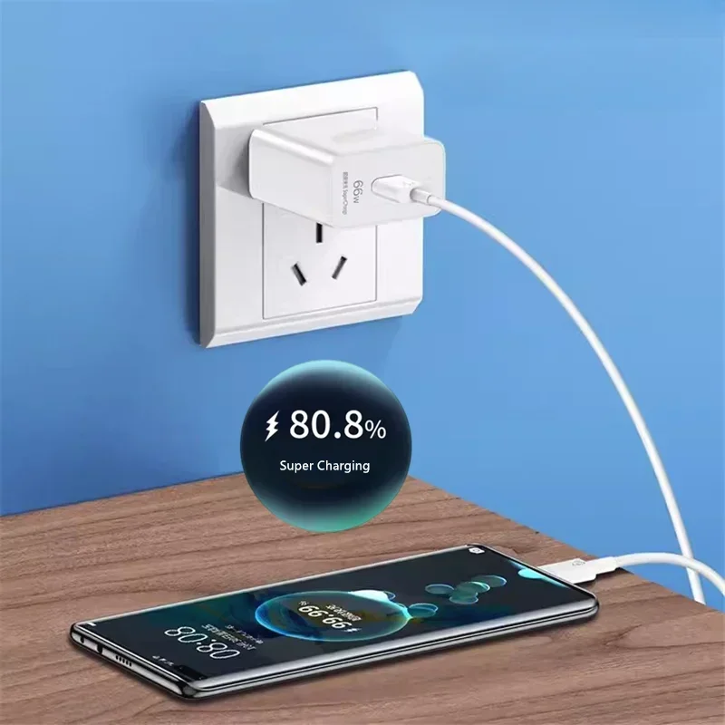 6A 66W Super Fast Charging Wall Charger For Xiaomi 15 14 Huawei Mate 50 60 Nova 8 9 10 Honor 90 100 Type C Phone Charging Cable