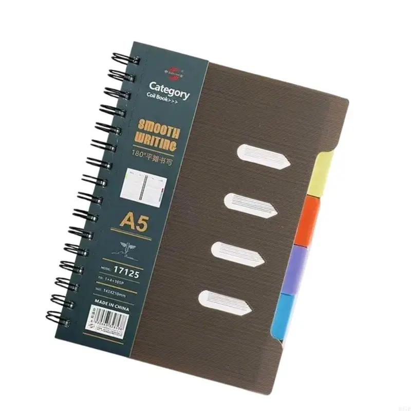 Twin-Wire Binding Notebook Journal 210 Page Wide Ruled with Colored Page Divider