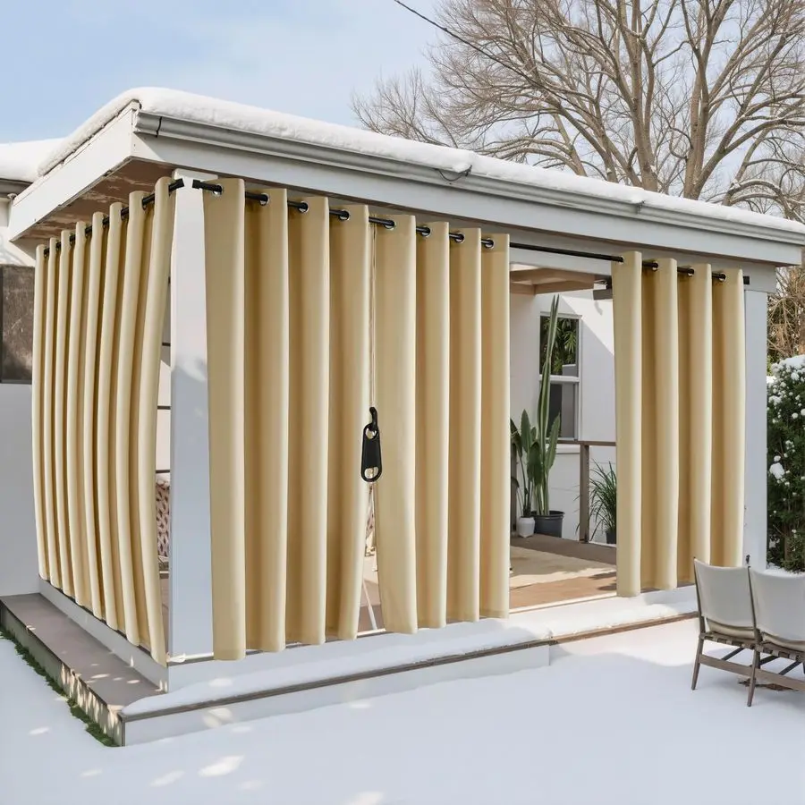 

Уличные шторы для патио, водонепроницаемые, с застежкой-молнией, соединяющие 2 панели, 54 x 84 дюйма, шторы для беседки с верхними люверсами и нижними креплениями.