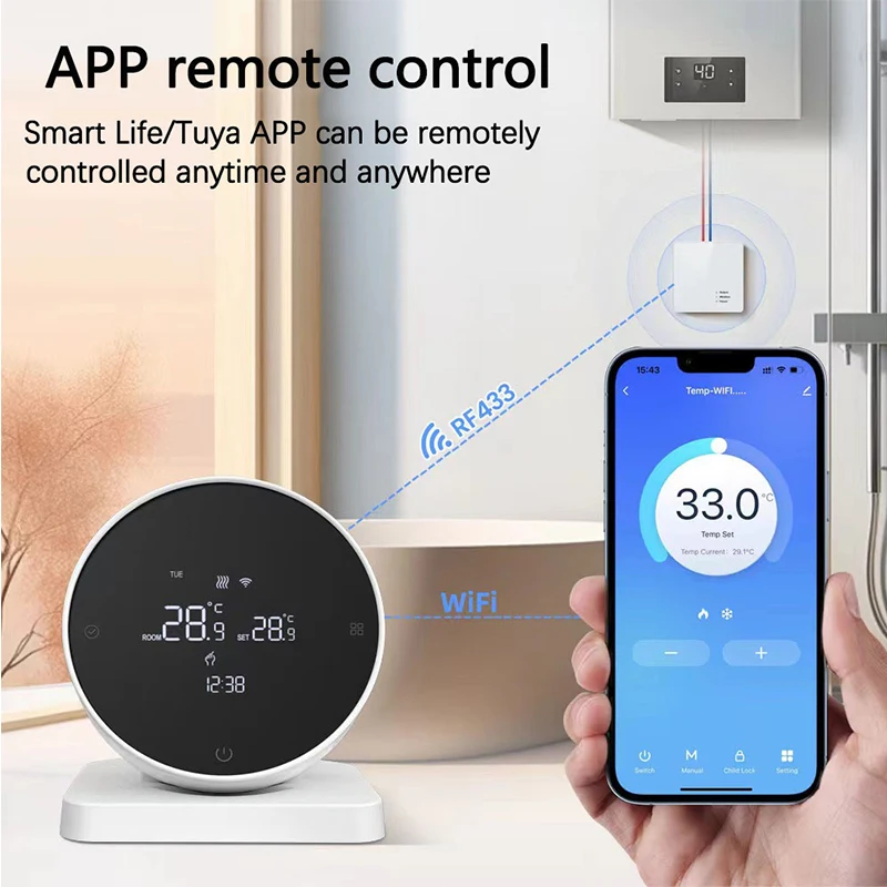 YJWL R7 wireless one-to-one WIFI intelligent thermostat/LCD display/touch screen/gas boiler water heating temperature controller