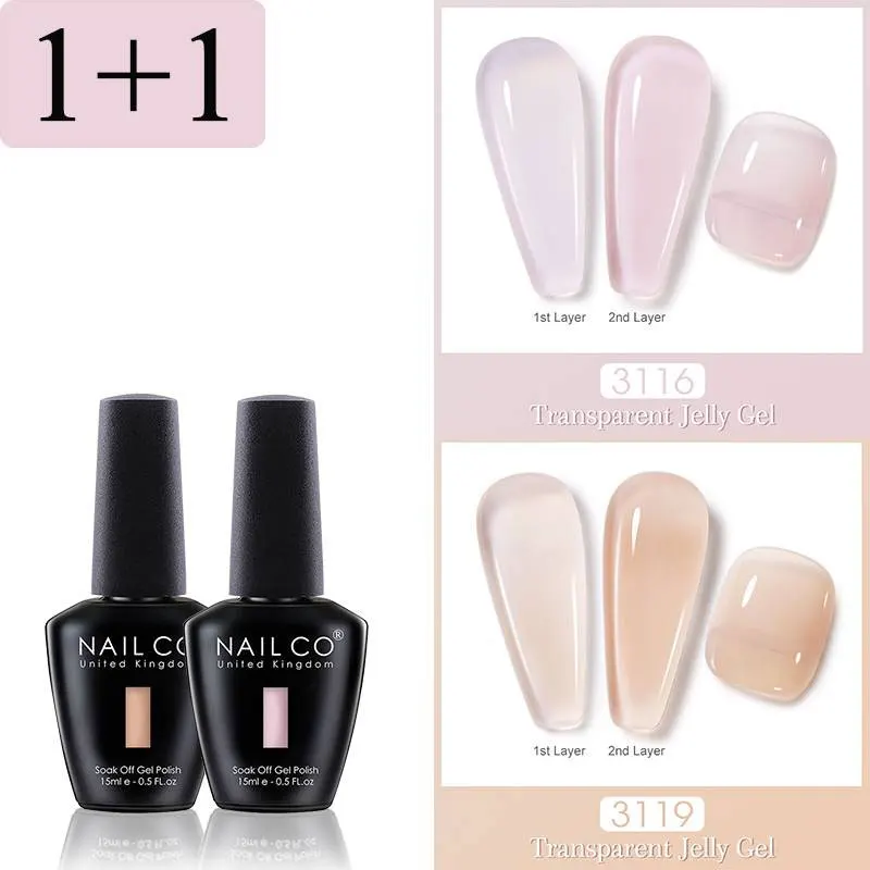NAILCO 15 مللي 2 قطعة/المجموعة هلام اللون UV جل طلاء الأظافر الألوان الوردية شبه شفافة فيرنيس مسمار الفن DIY مانيكير نقع قبالة Esmalte #2