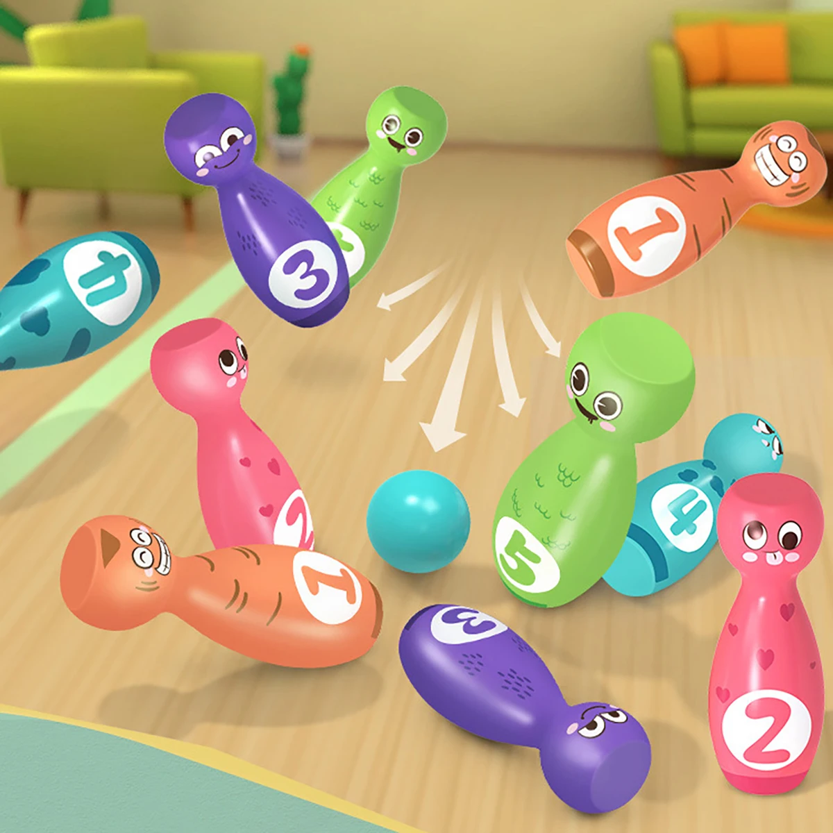 Children's Bowling Toy Set, Indoor and Outdoor Sports Toys, Stacked High Digital Arithmetic Multifunctional Toys