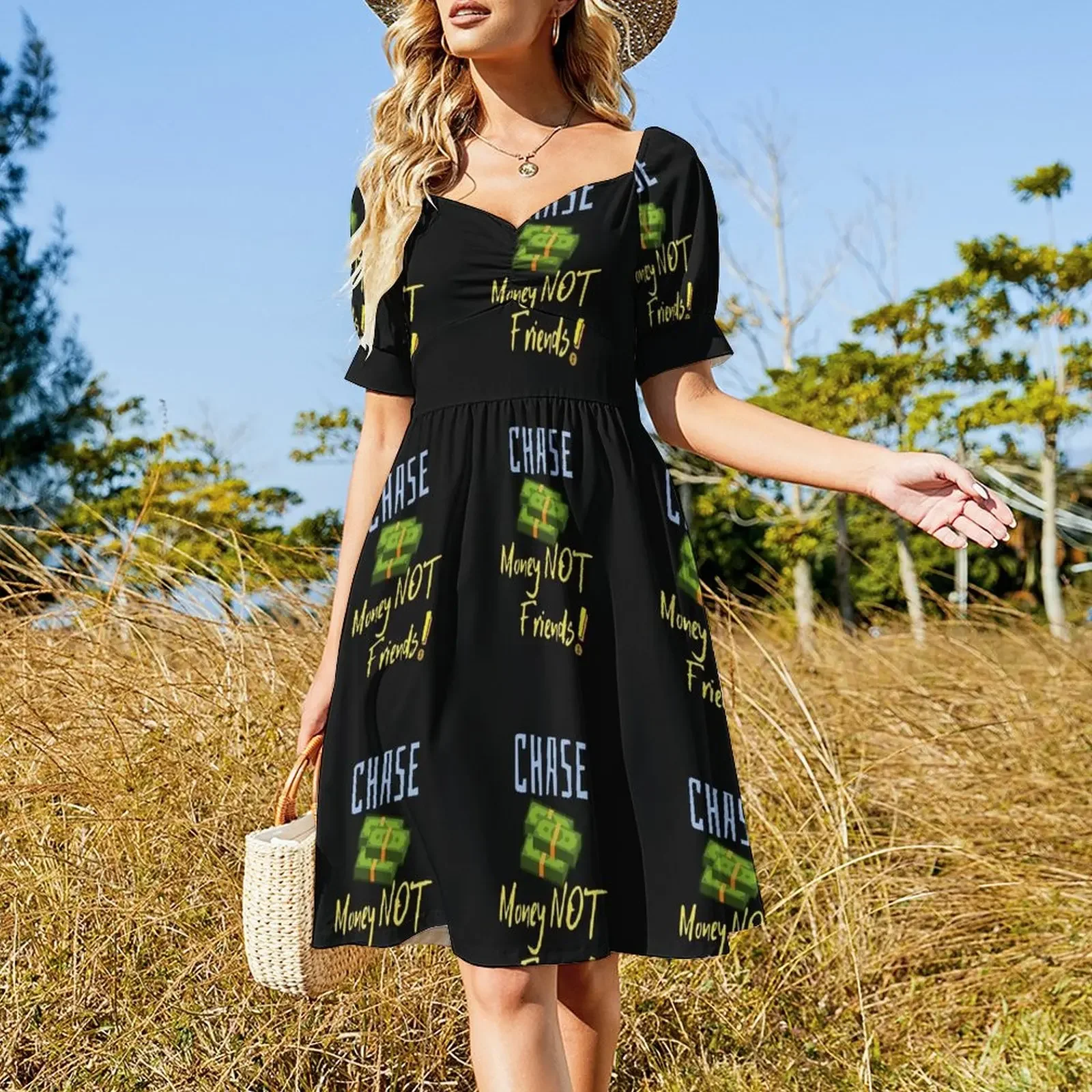 Chase Money Not Friends Short-Sleeved Dress elegant dresses plus sizes Female dress Beachwear Long dresses