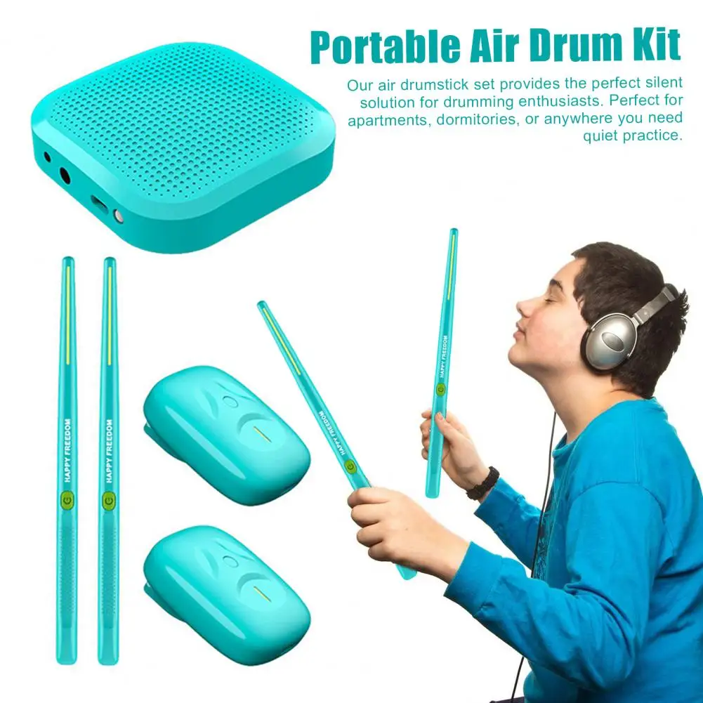 

Portable Air Drum Kit Pocket-sized Drumsticks Portable Virtual Electronic Drum Set with Pedals Air for Adults for Beginners