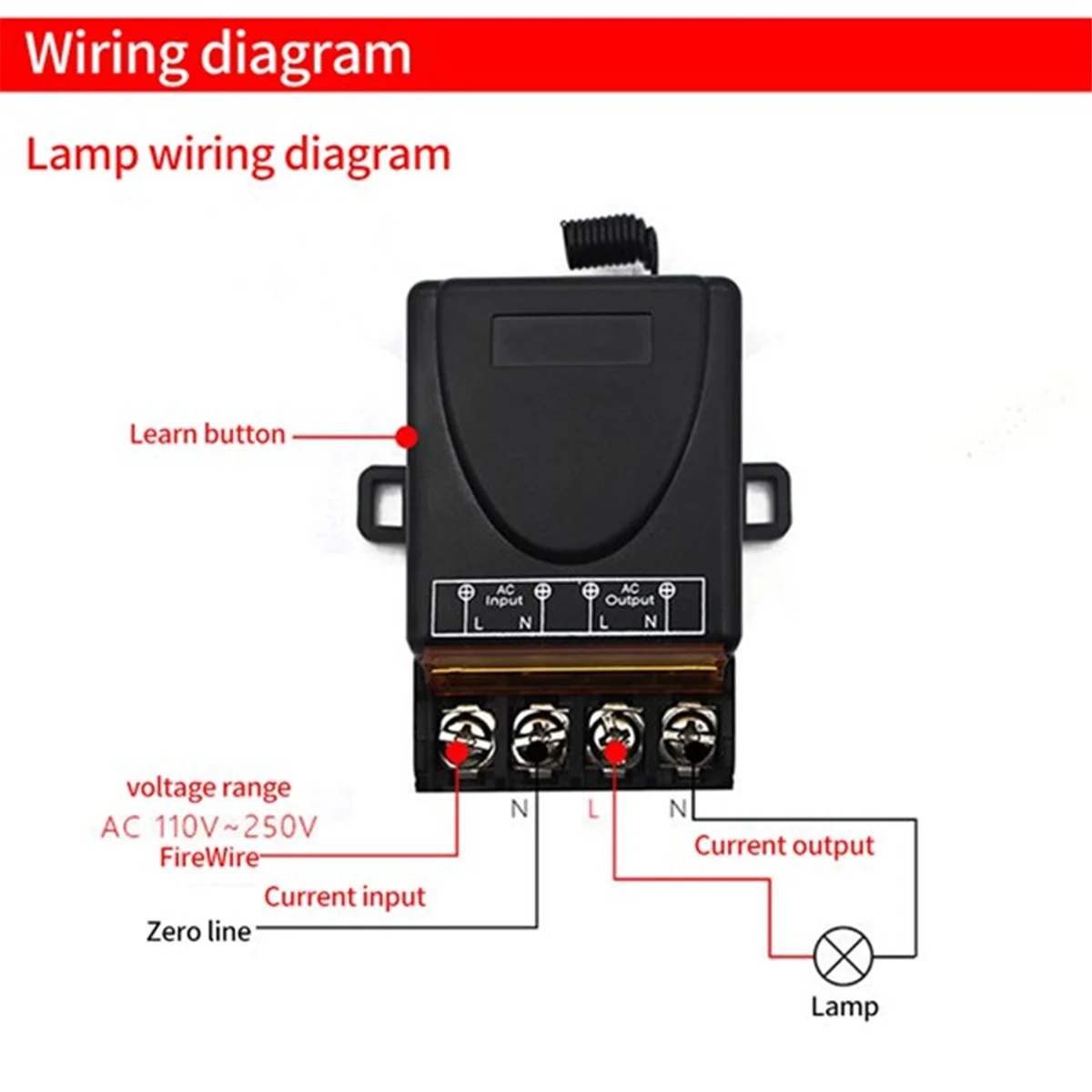 AC 220V 30A 1CH 433MHz Wireless Remote Control Switch RF Relay Receiver + Off/on Transmitter for Electric Appliance Lamp