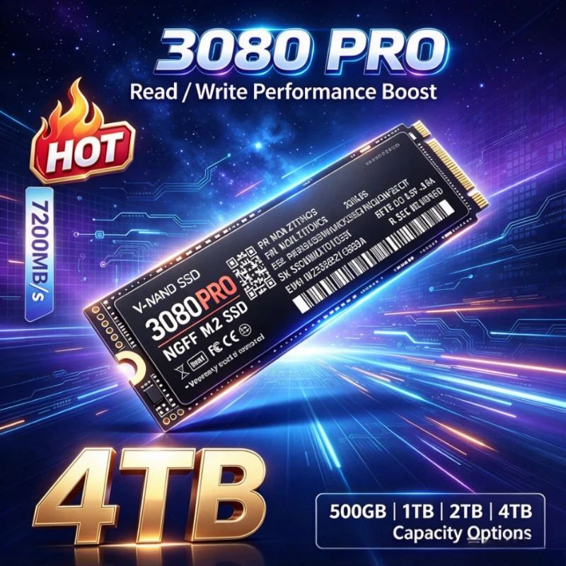 3080 PRO for Laptop Desktop PC 500GB 1TB 2TB 4TB SSD Internal Solid State Drive M.2 NGFF PCIe 4.0 High Speed Up to 7200MB/s
