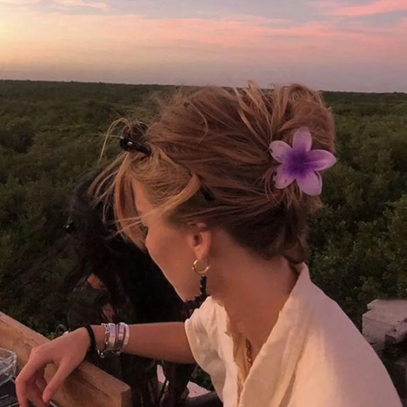 Fiore carino capelli artiglio tornante per le donne moda donna vacanza al mare boemia uovo fiore fermagli per capelli ragazze accessori per capelli