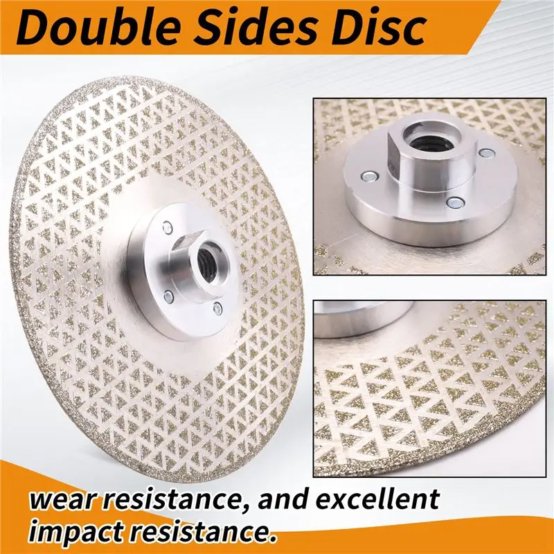 A98E-M14 Vacuum Brazed Diamond Cutting Wheel Saw Blade, Double Sides Disc, Marble, Concrete, Tile Cutting