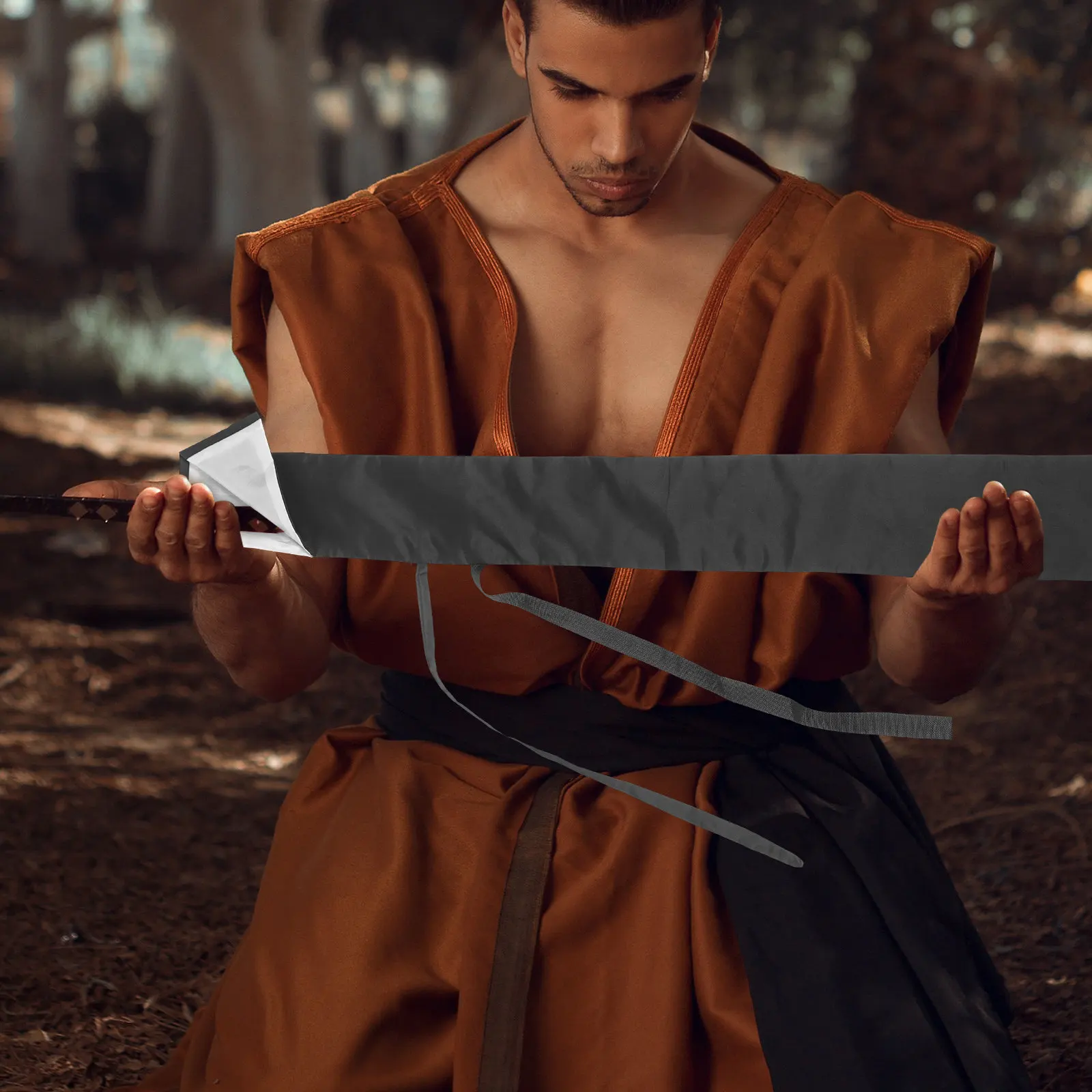 Polyester-Schwert-Aufbewahrungstasche im japanischen Stil, leicht, atmungsaktiv, regenfest, verstellbarer Schultergurt, Tragetasche für lange Reisen – Detail 3