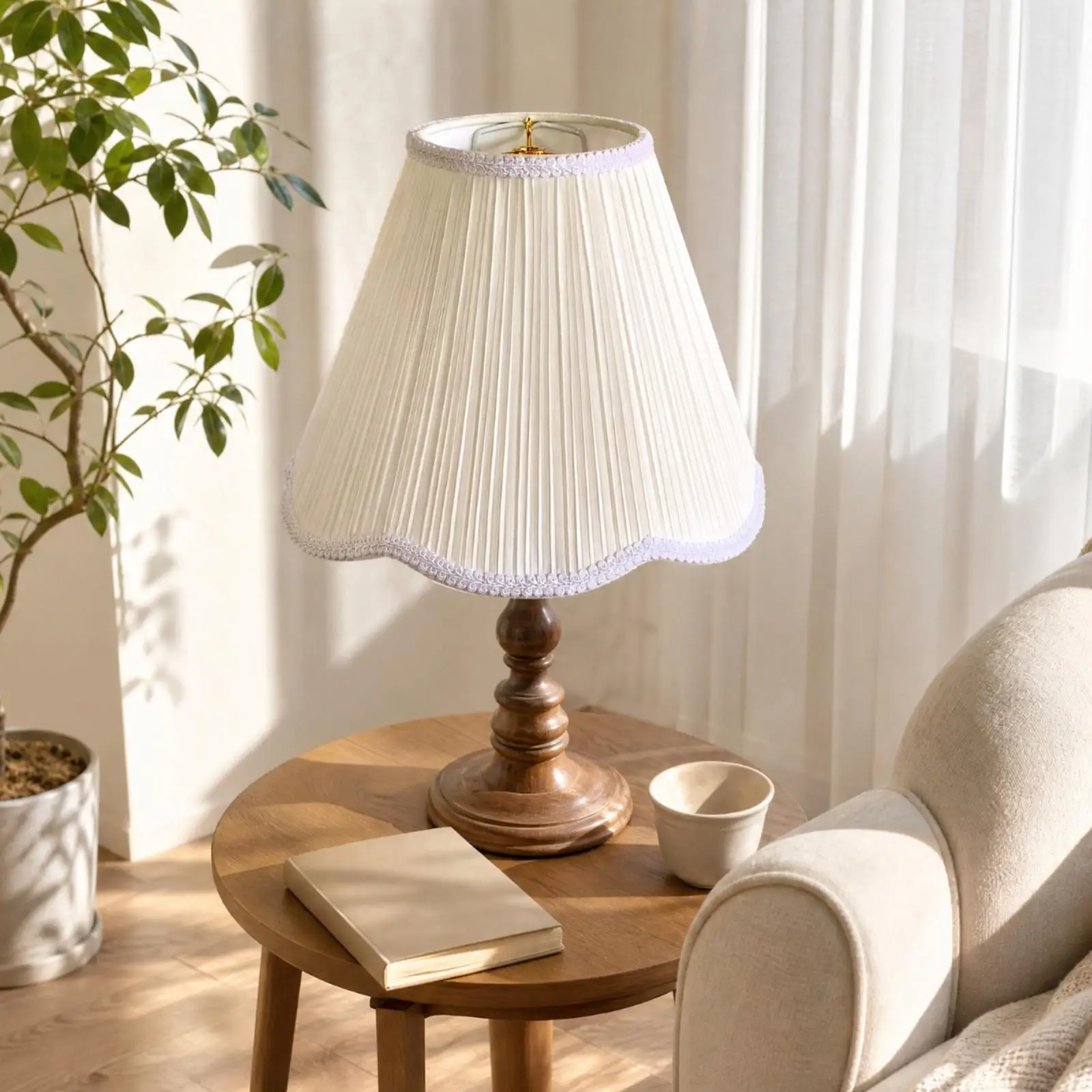 Foldable Textile Lampshade Space-Saving Pleated Tapered Lamp Shade Lampshade with Metal Support Frame Decorative