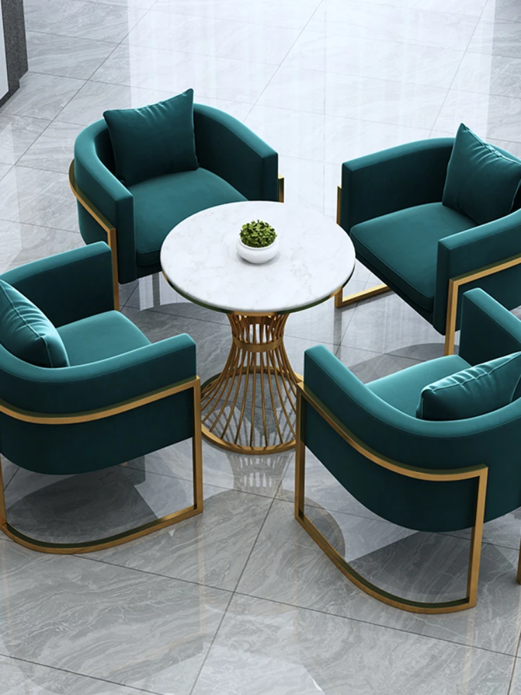 YY Light Luxury Business Reception Small round Table One Table and Four Chairs