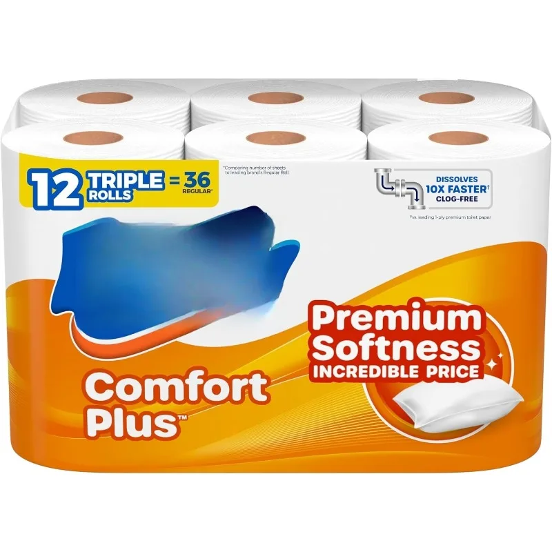 

Toilet Paper, 12 Triple Rolls, 231 Sheets per Roll, Septic-Safe, 1-Ply Toilet Tissue