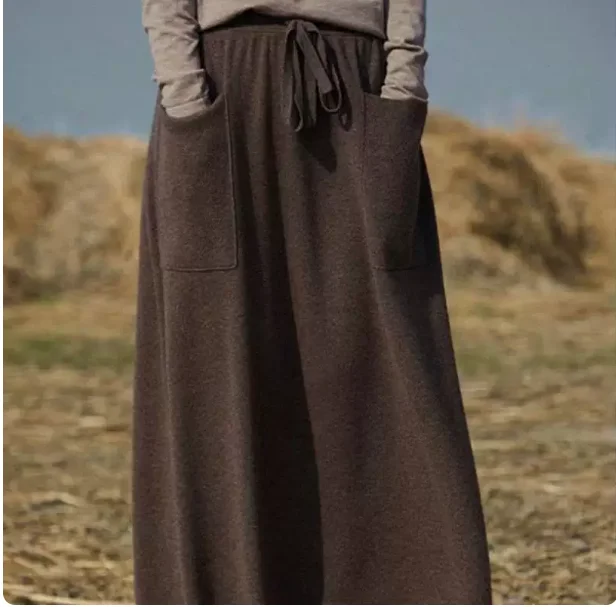 25 New arrivals women\'s 100% wool skirts, women\'s autumn and winter long loose and comfortable knit bottoming cashmere skirts,