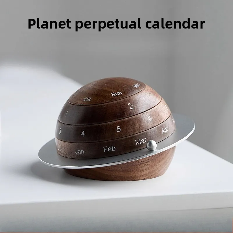 Solid Wood Perpetual Calendar Home Decoration accessories Creative Desk Decoration Planetary Calendar Boys Christmas Gift