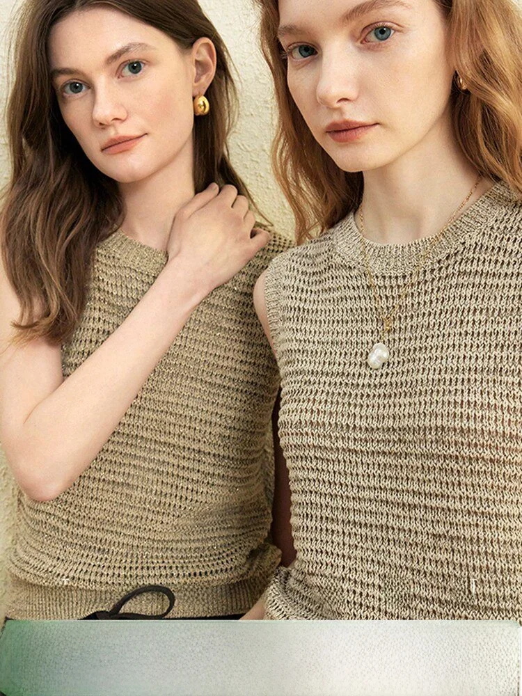 

Удобный вязаный жилет с круглым вырезом и ажурным узором, в стиле ретро, новинка 2026 года, женский свитер Pumpkin Valley