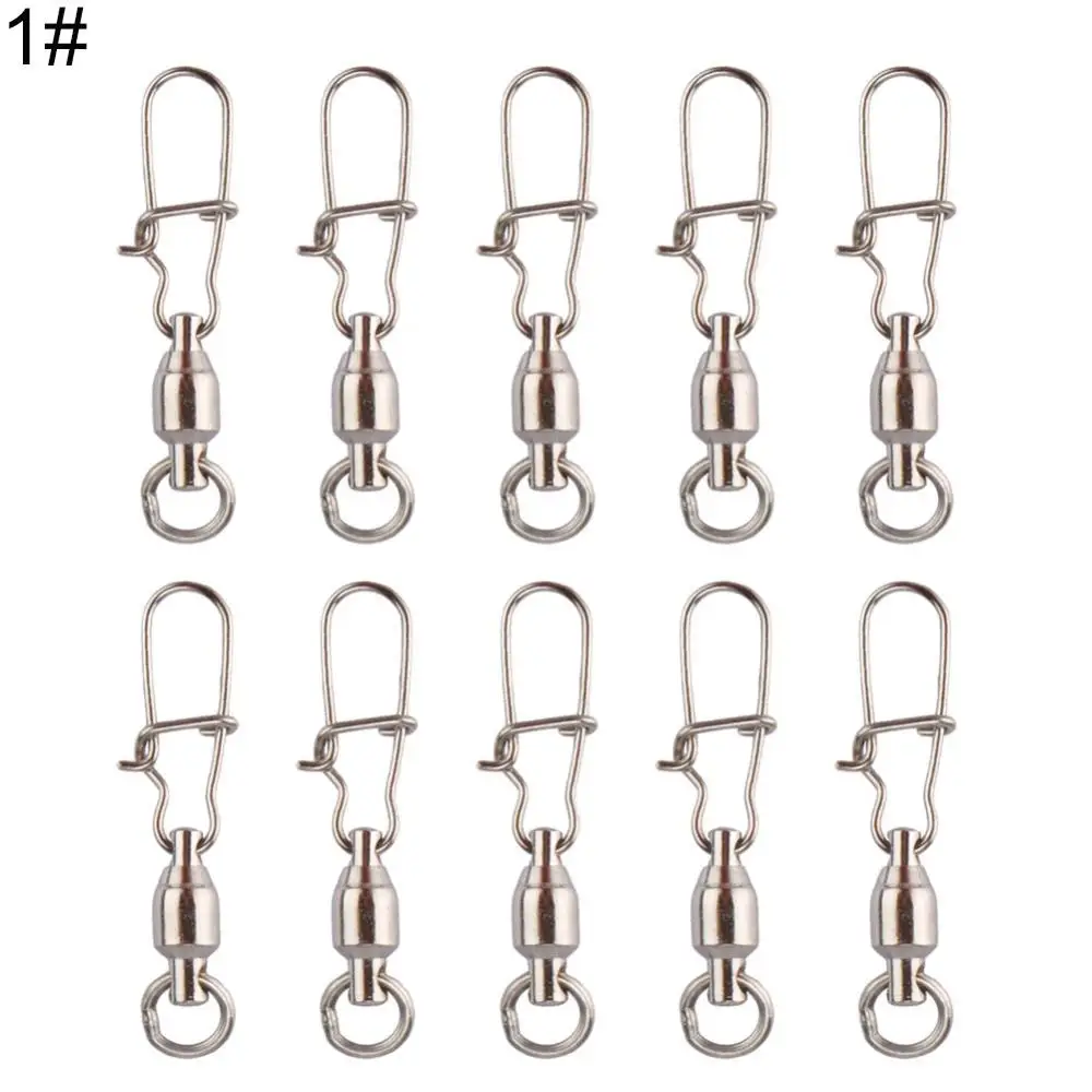 Fishing Tackle Fishing Connector 10Pcs Bearing Rolling Swivels Stainless Steel Swivel with Snap Fishhook Lure 50pcs/lot Pin