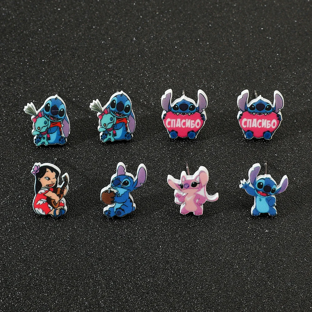 Pendientes de la mejor amiga de Lilo & Stitch de Disney, conjunto de joyería acrílica con temática de Ohana, bonitos regalos de amistad personalizados a juego