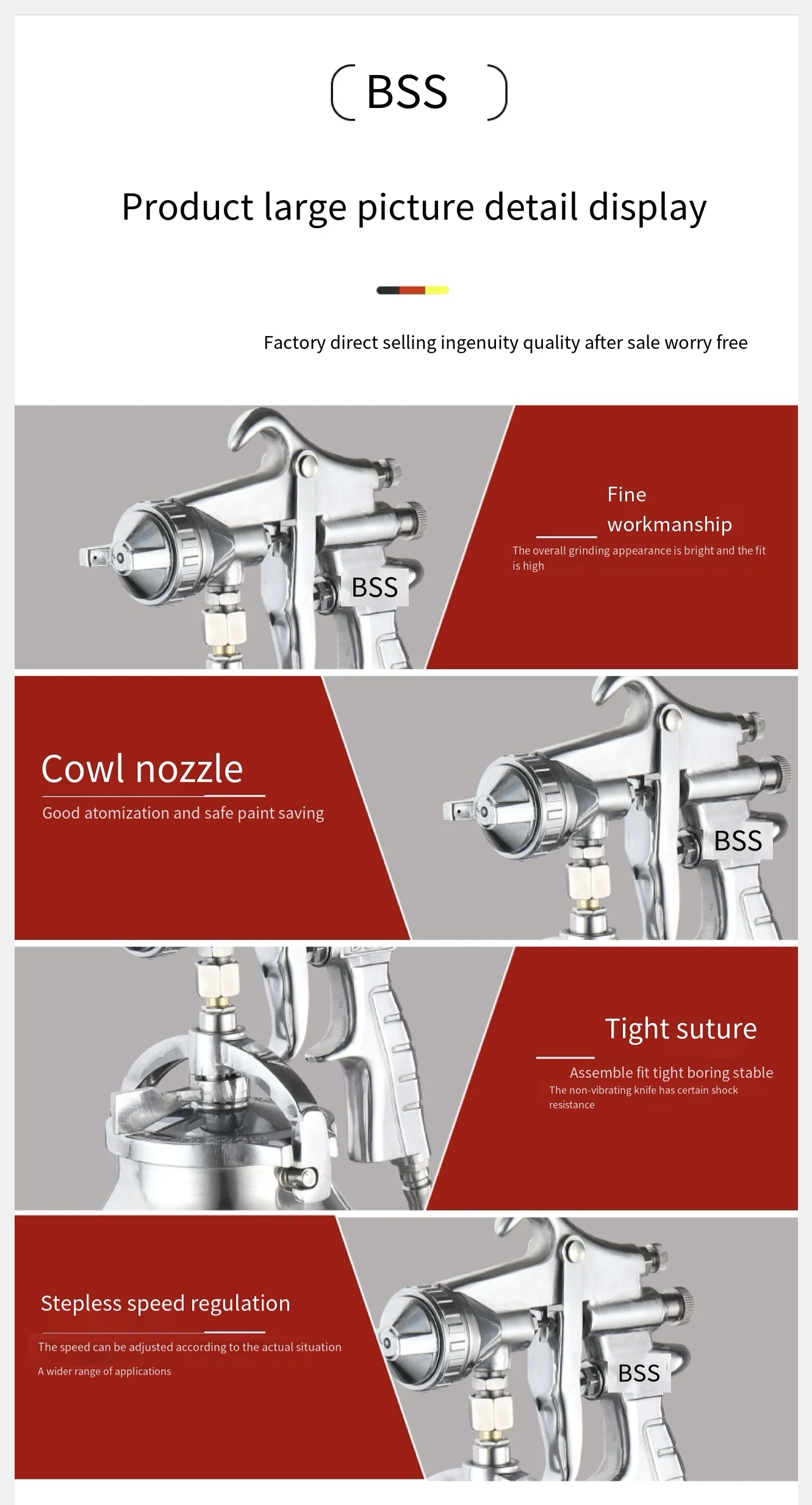PQ-2 pistola de pulverização design ergonômico pintura eficiente pistola profissional 2.0 calibre bocal 1000cc capacidade copo, para diy professio