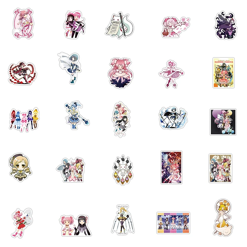 Puella Magi Madoka Magica Adesivos, Computador portátil, Decalque skate, 50pcs